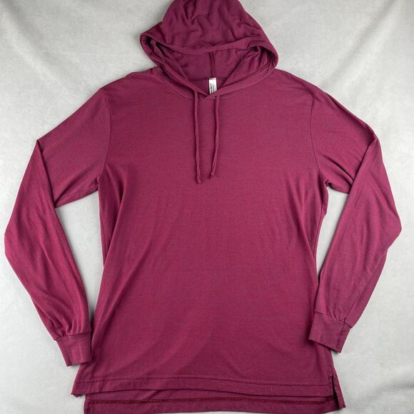 American Apparel Hoodie Mens L Burgundy Tri-Blend Lightweight Soft Long Sleeve - Picture 1 of 7